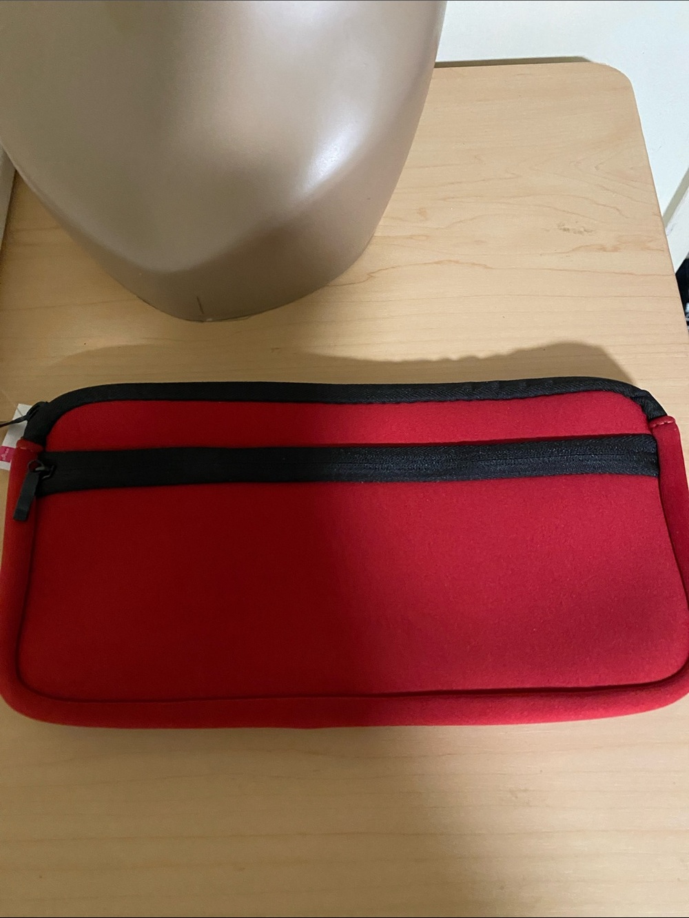Red Neoprene Zip Pouch with Black Trim 10”